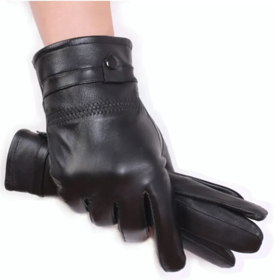 Guantes de cuero negro · par