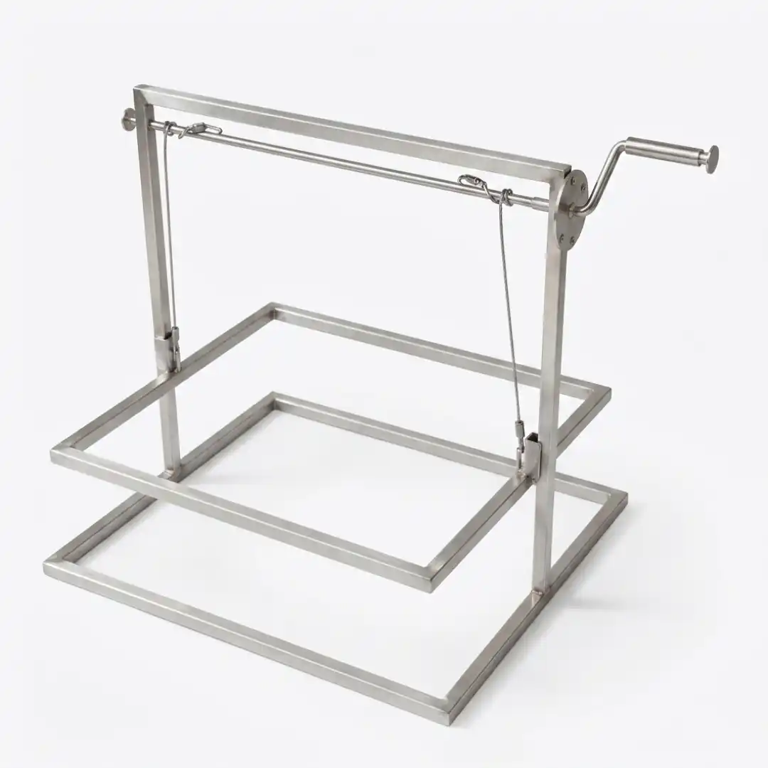 Base con levante lateral manual · acero inoxidable
