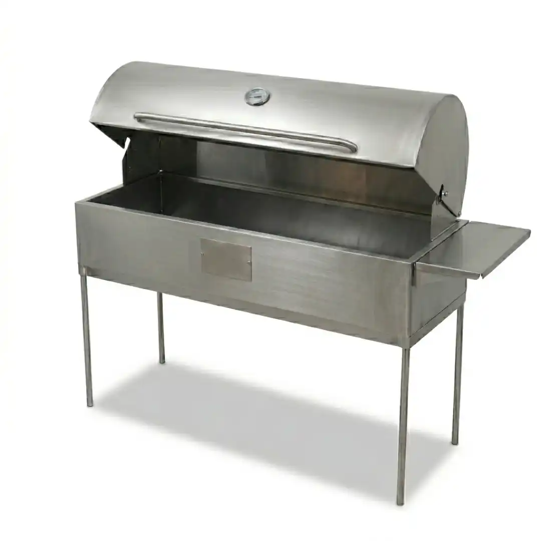 pancho grande de cajòn plegado con tapa semicircular estìlo barbacoa americana, todo de acero inoxidable