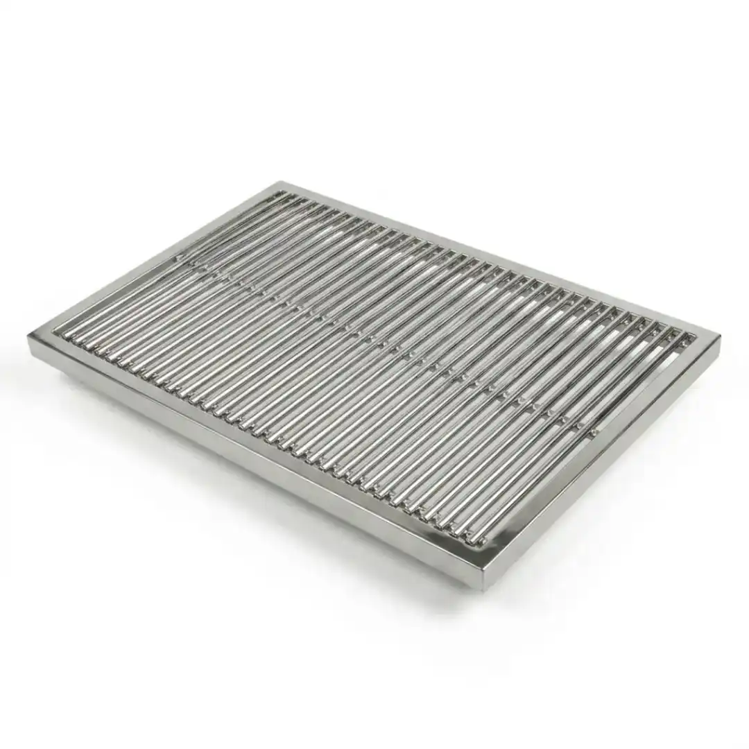 Parrillas barra redonda en marco rectangular · acero inoxidable